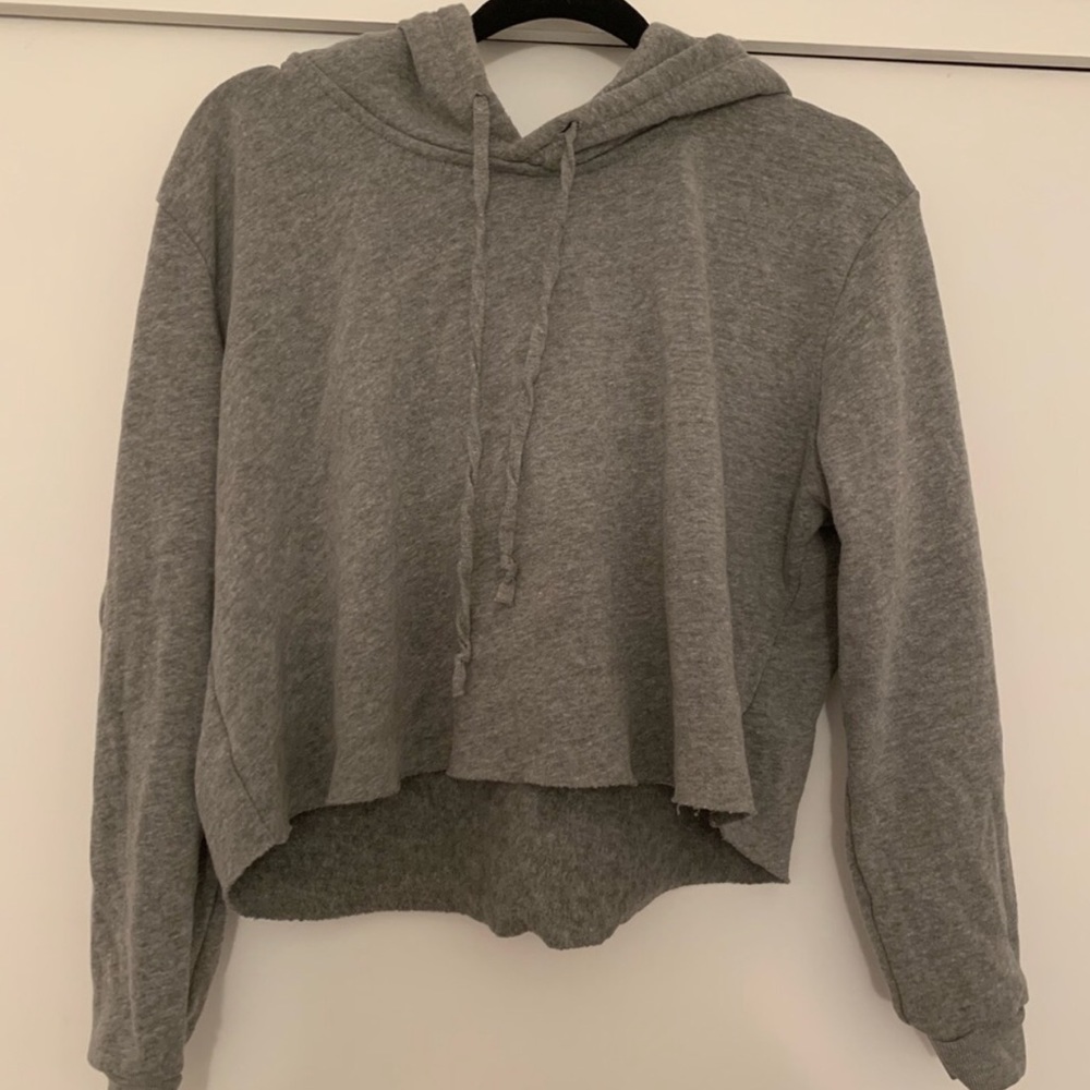 Brandy Melville Grey Cropped Hoodie